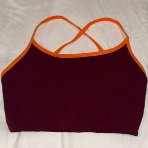 Cara Loren Women's Burgundy and Orange open back strappy sports bra medium